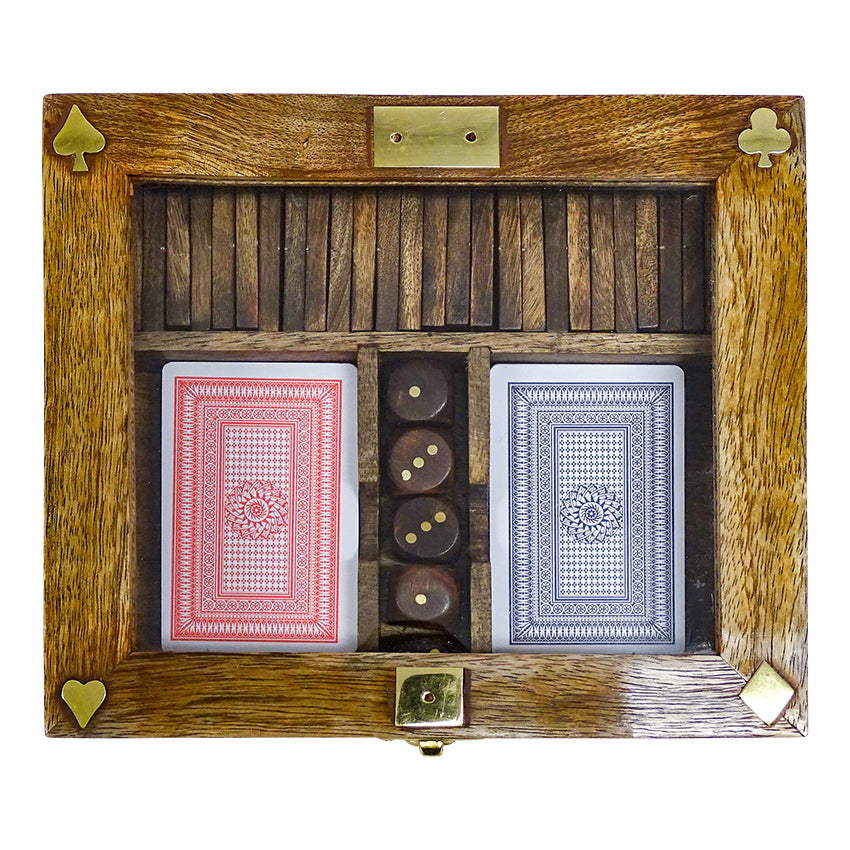 Carlos Domino & Poker Game Set - Rose Wood Finish - Notbrand