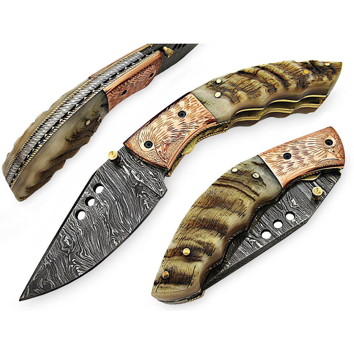 Cendis Hand Made Damascus Steel Hunting Pocket Knife - Notbrand