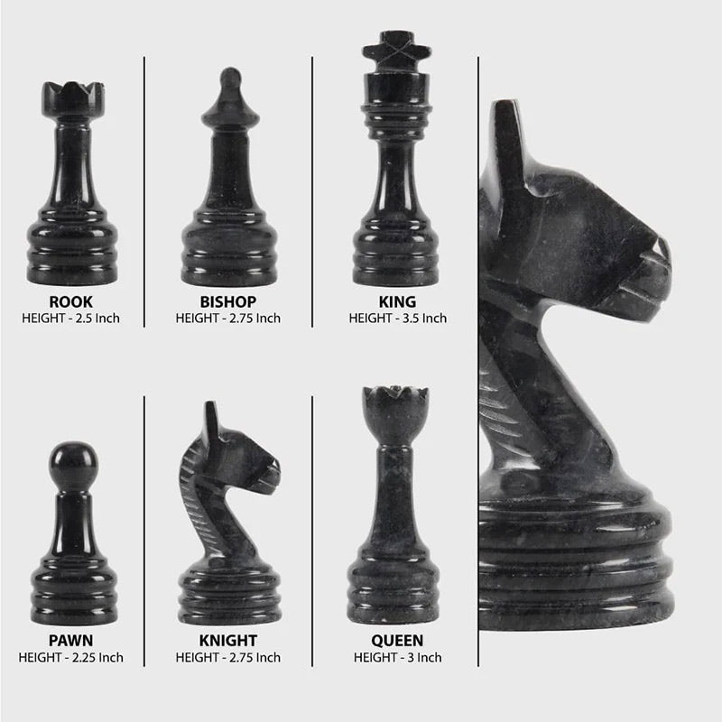 Limbo Marble Chess Figures - Black & White - Notbrand