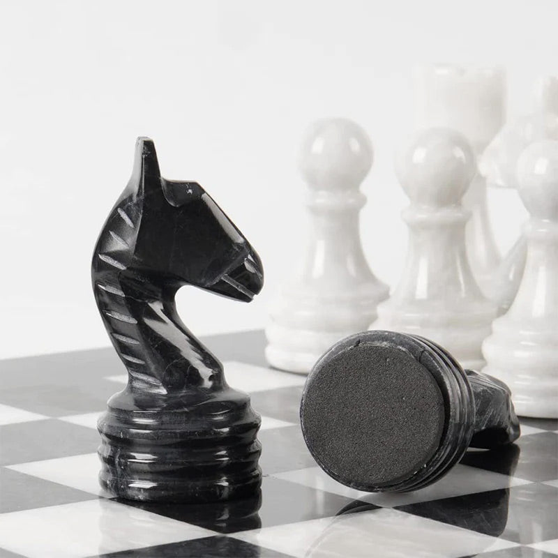 Limbo Marble Chess Figures - Black & White - Notbrand