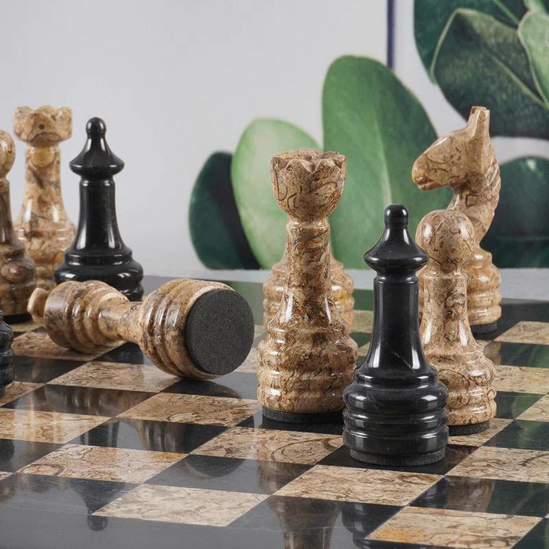 Limbo Marble Chess Figures - Black & Coral - Notbrand