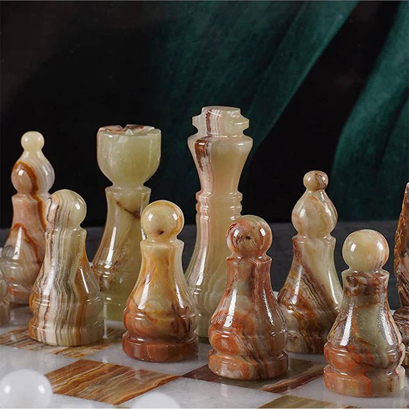 Limbo Marble Chess Figures - White & Green - Notbrand