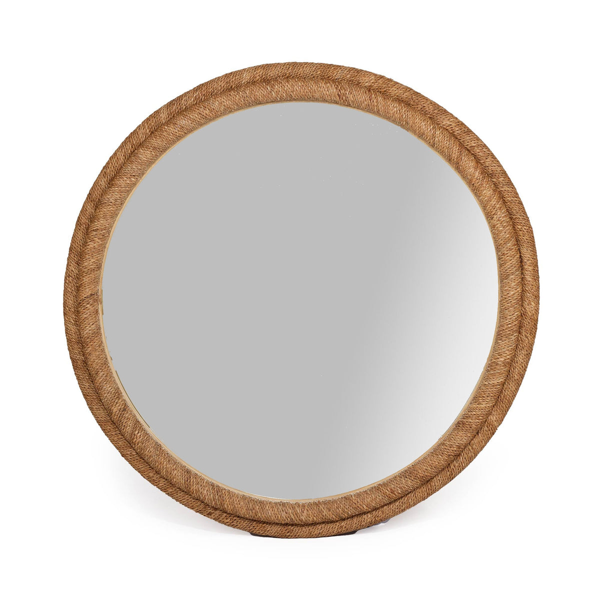 Chloe Rope Frame Round Wall Mirror, Quad Rope, 90cm - Natural