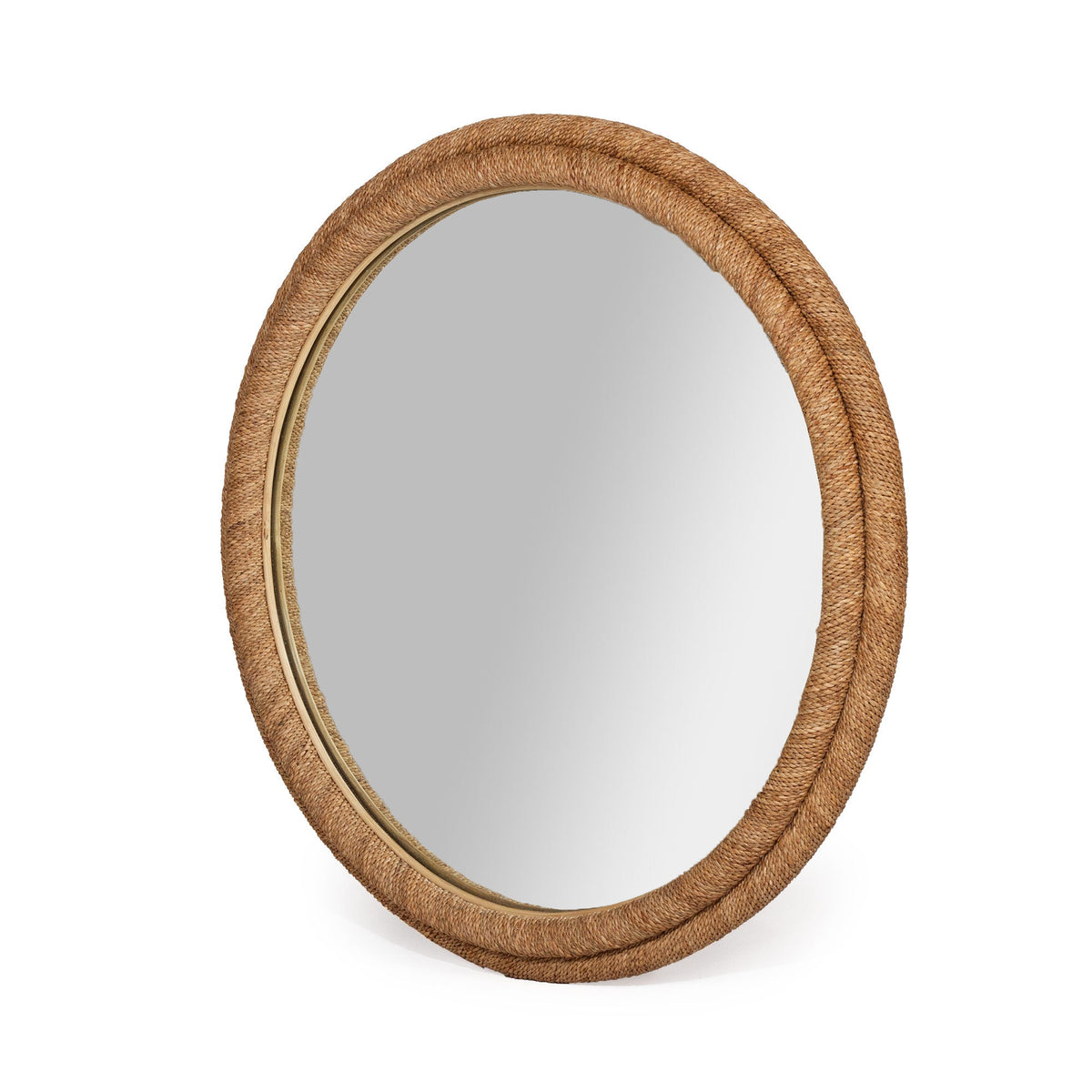 Chloe Rope Frame Round Wall Mirror, Quad Rope, 90cm - Natural