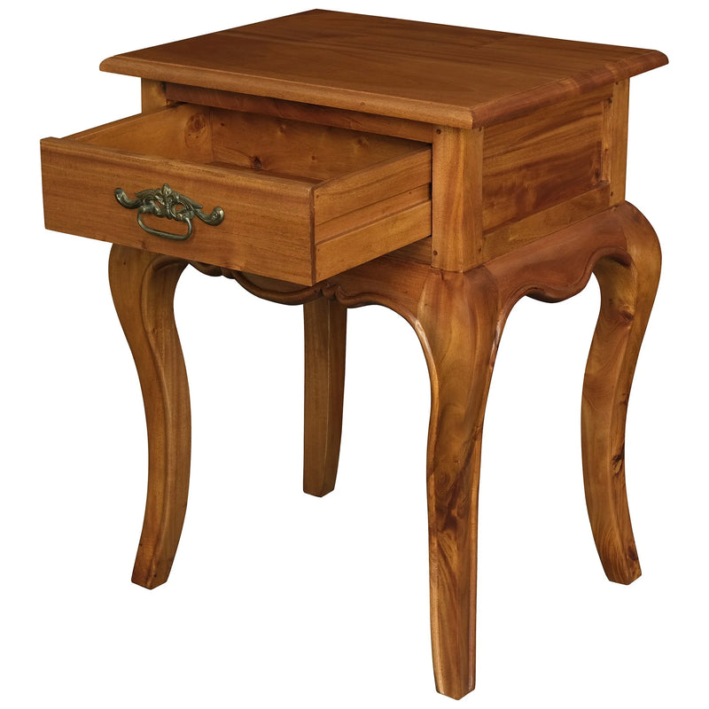 Coita French Provincial Single Drawer Side Table - Light Pecan - Notbrand