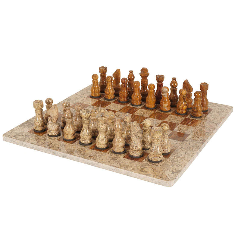 Obsidian Chess Set in Coral & Red - 38cm - Notbrand