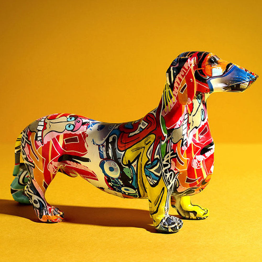 Abstract Graffiti Dachshund Dog Resin Sculpture - Notbrand