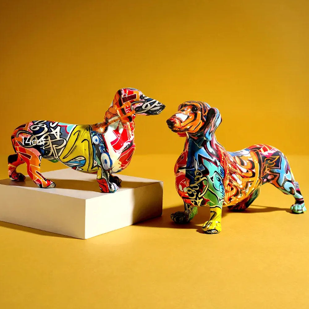 Abstract Graffiti Dachshund Dog Resin Sculpture - Notbrand