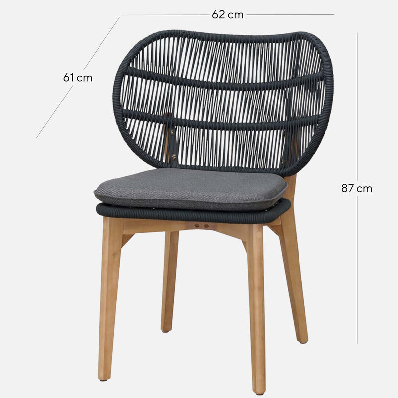 Set of 2 Kazadi Outdoor Dining Chair with Cushion - Anthracite Grey - NotBrand