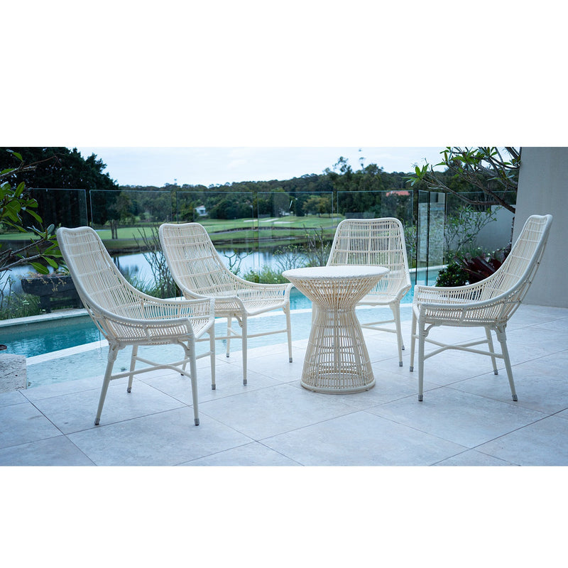 Ezra Wicker Outdoor Dining Chair - Beach White - Notbrand