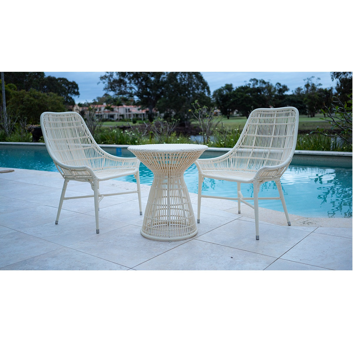 Ezra Wicker Outdoor Dining Chair - Beach White - Notbrand