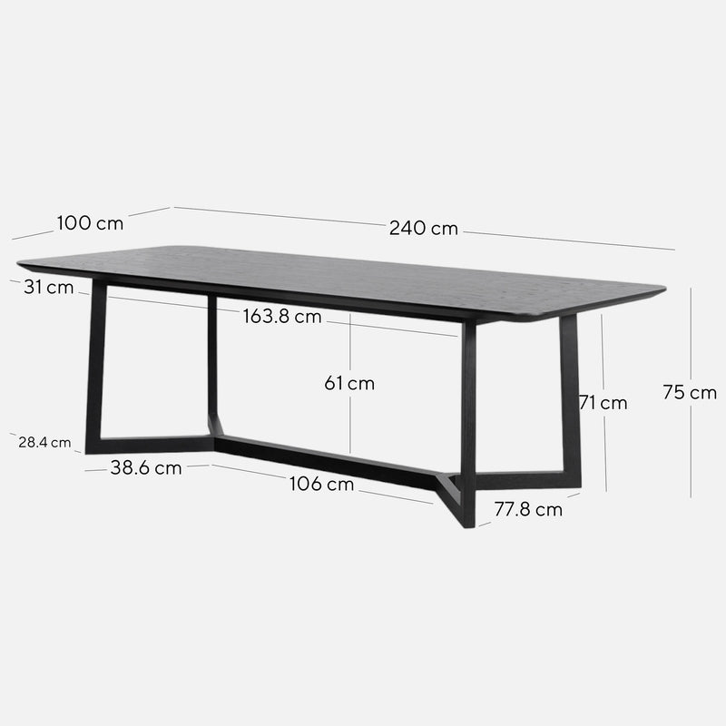 Haben Wooden Dining Table in Full Black - 2.4m - NotBrand