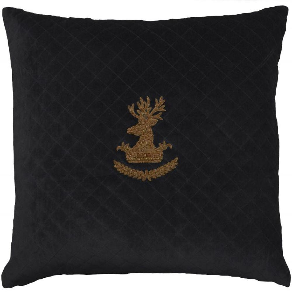 Deer on Velvet Cushion - Quilted Black - NotBrand
