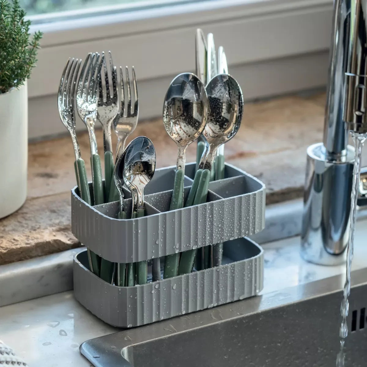 ECO-Kitchen Cutlery Safe Drainer - Matt Grey - Notbrand