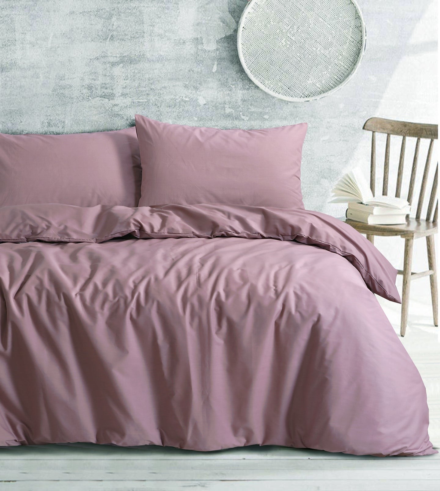 Royale Cotton Quilt Cover Set with Europeon Pillowcases - Dusky Pink - Notbrand