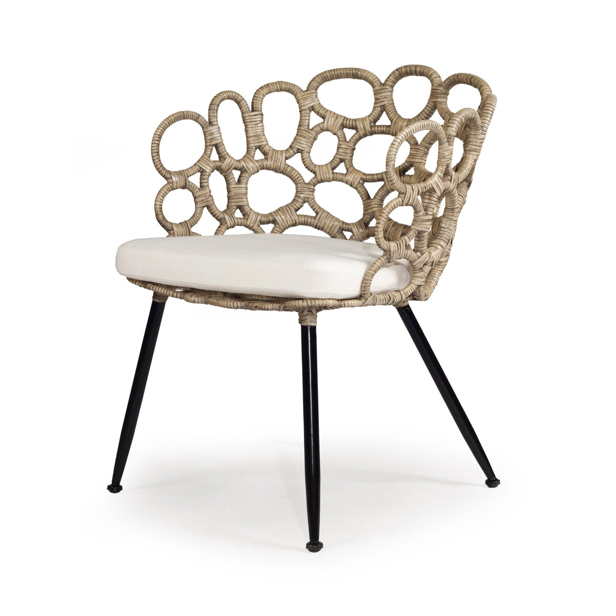Etta Rattan & Metal Occasional Chair - Grey Wash - Notbrand