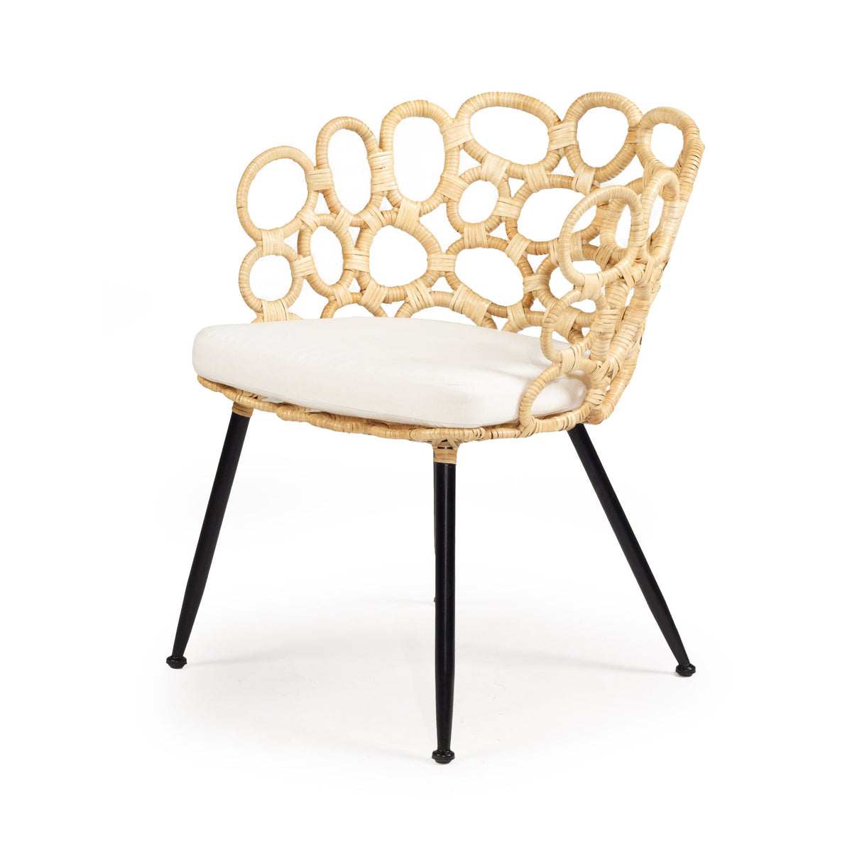 Etta Rattan & Metal Occasional Chair - Natural - Notbrand