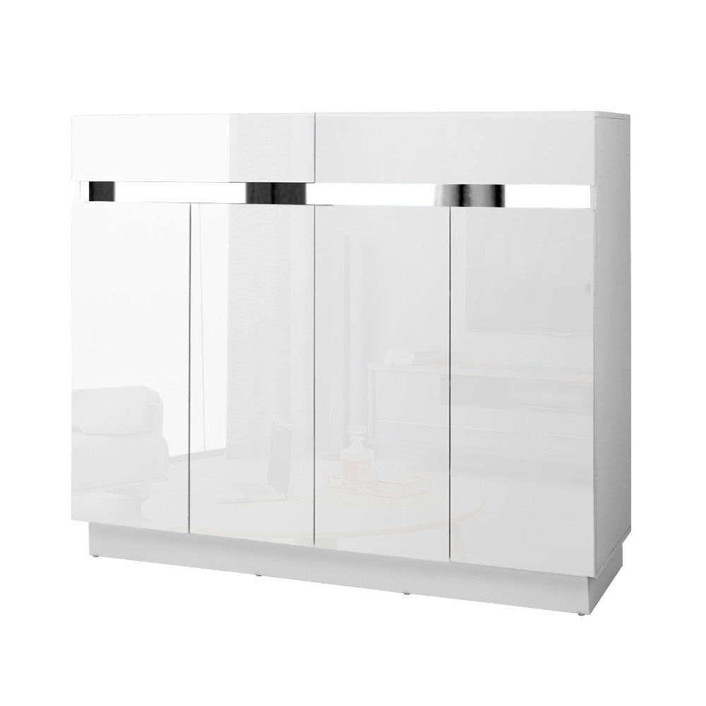 Artiss Shoe Storage Rack / High Gloss Cupboard - White - Notbrand