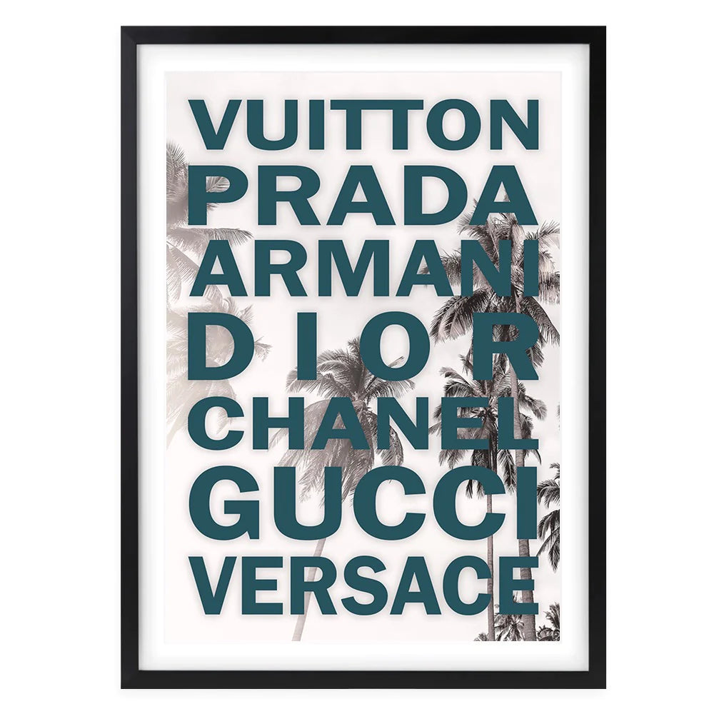 Fashion Names Bold On Palm Trees Framed A1 Wall Art Print - Large - NotBrand