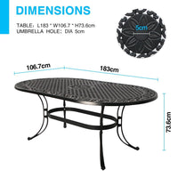 Fiji Cast Aluminium Oval Outdoor Dining Table - Black - Notbrand