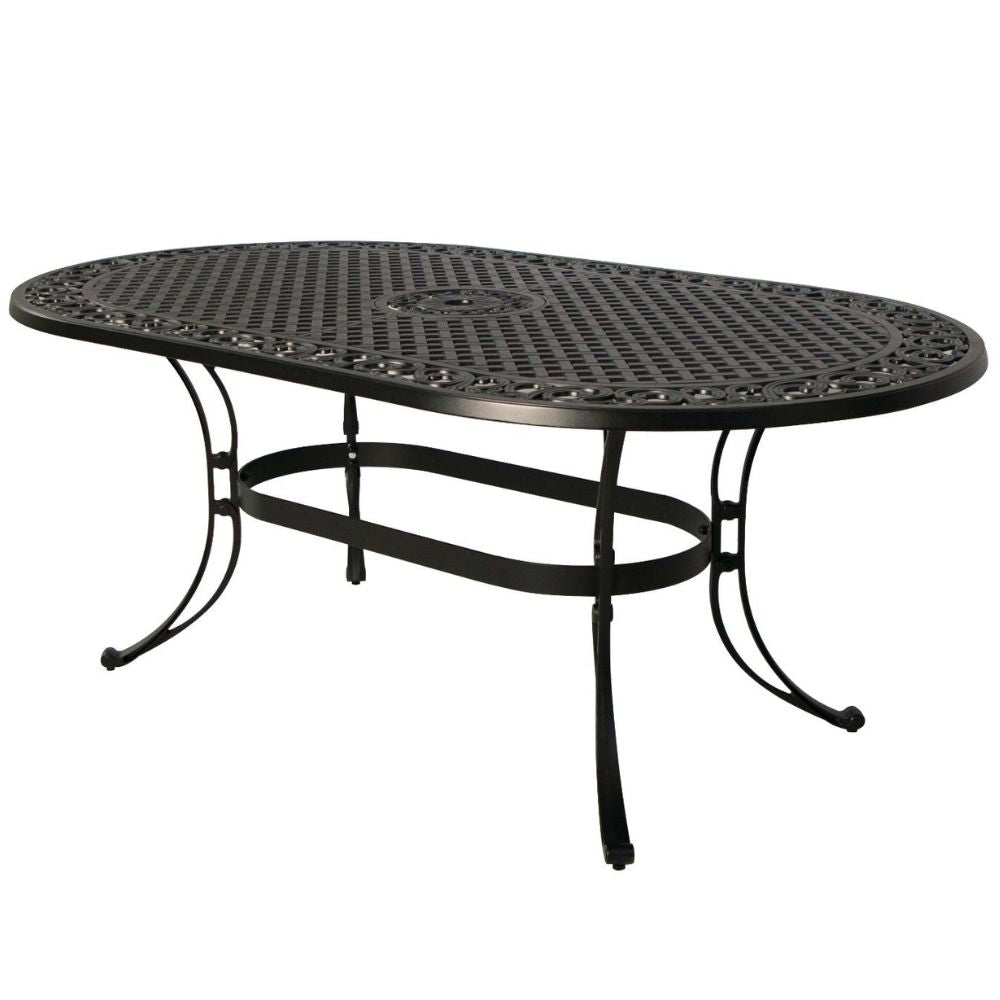 Fiji Cast Aluminium Oval Outdoor Dining Table - Black - Notbrand