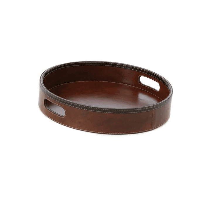 Flammedra Tan Leather Round Tray - Notbrand