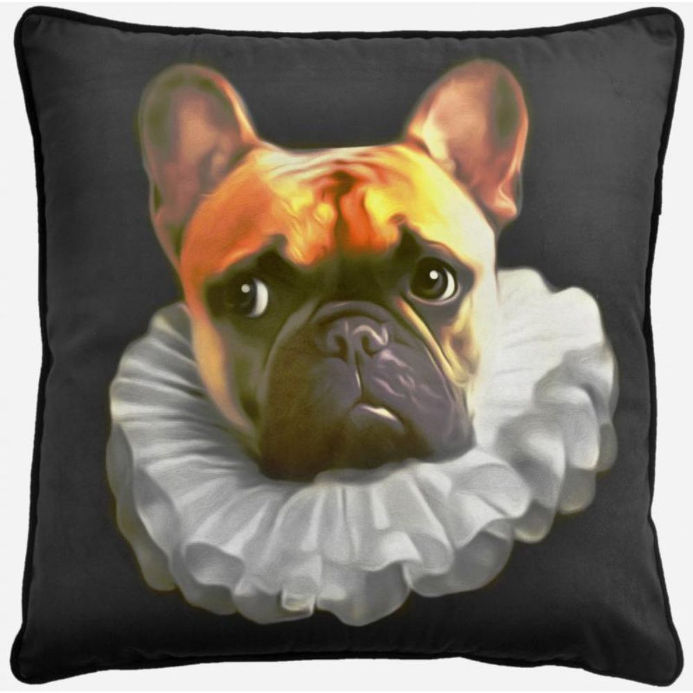 Francois French Bulldog Cushion - Velvet Fabric - Notbrand