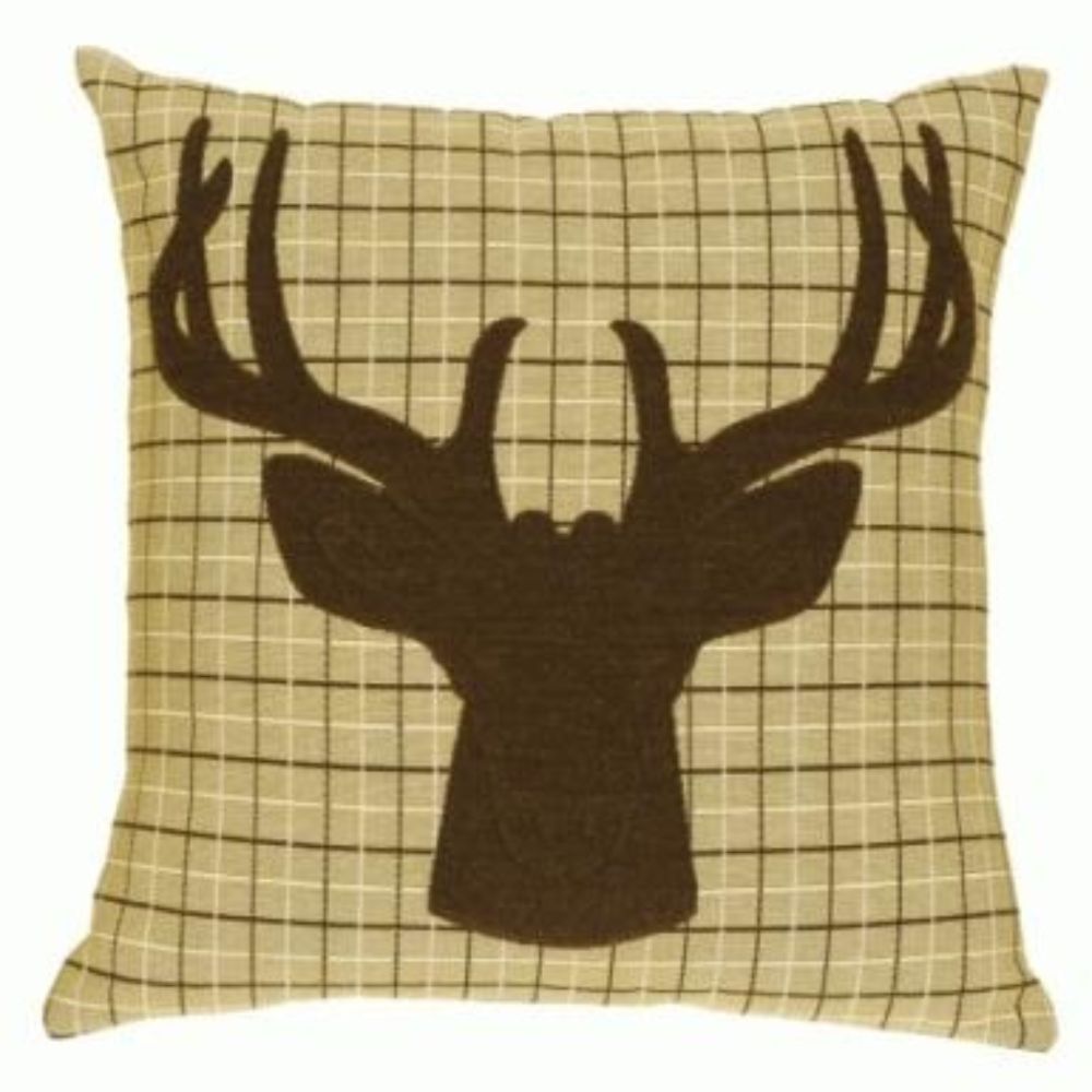 Deer Suede Fabric Cushion - Front Plaid - NotBrand