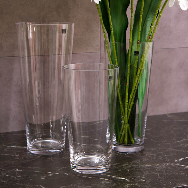 Set of 2 Conical Glass Floral Vase - Clear
