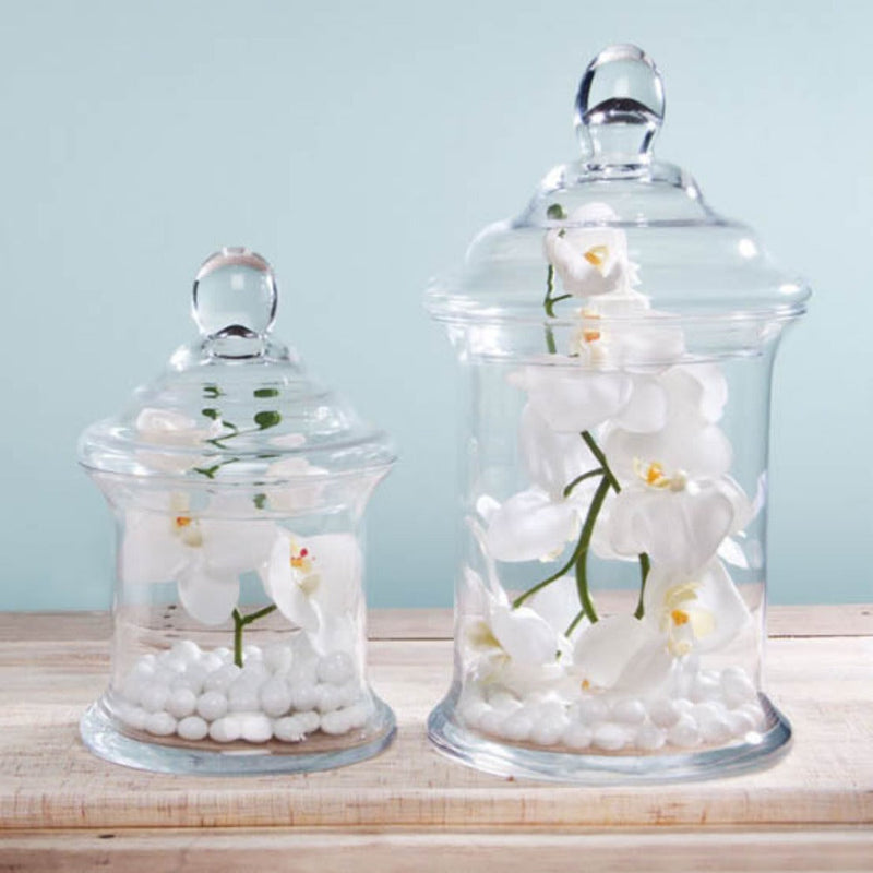 Set of 2 Glass Cylinder Candy Jar With Lid - Range - Notbrand