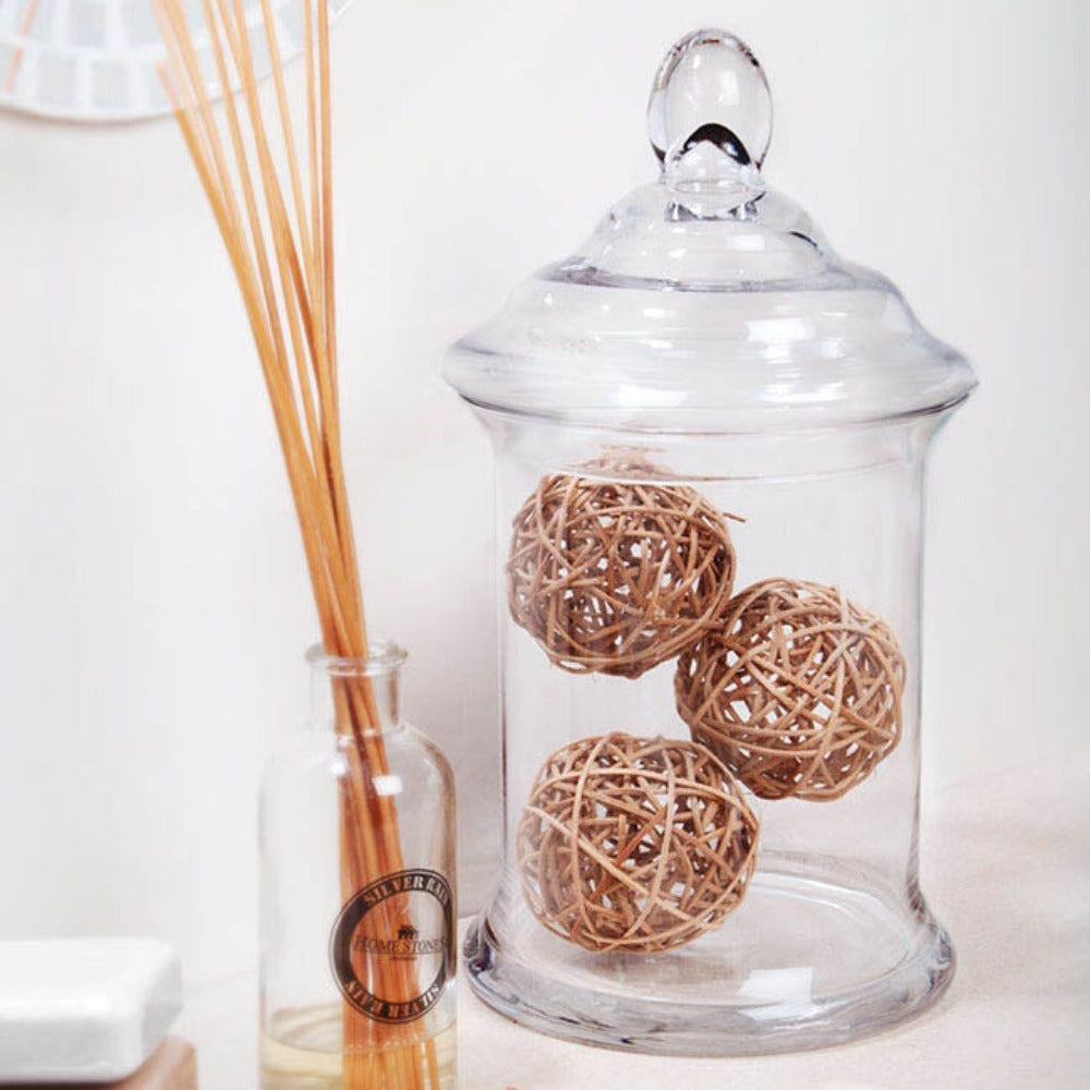 Set of 2 Glass Cylinder Candy Jar With Lid - Range - Notbrand