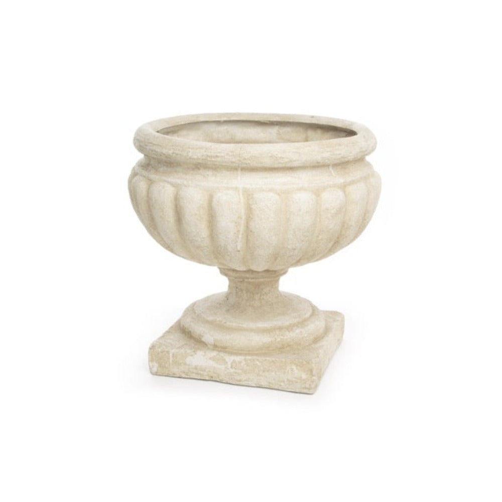 Ribbed Fibreglass Urn - Weathered Ivory - NotBrand