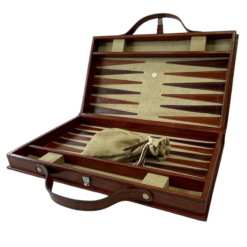 Backgammon Game Tan Leather Box - Notbrand