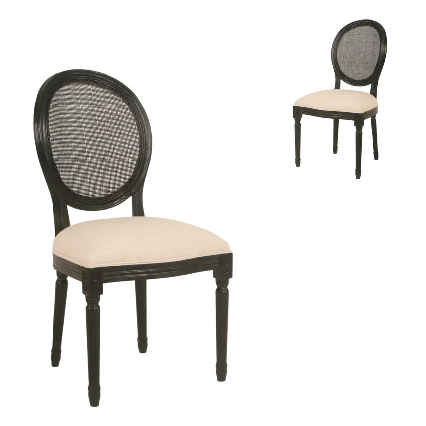 Glynxina Elm Dining Chair in Black & Light Beige - Set of 2 - NotBrand