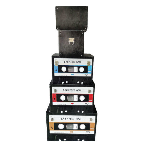 Set of 5 Greatest Hits 80’s Retro Casette Trunks Storage Boxes - NotBrand