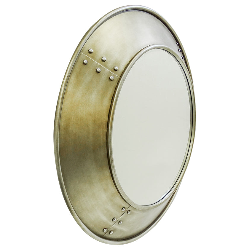 Magnus Brushed Champagne Metal Framed Round Wall Mirror - 100cm - Notbrand