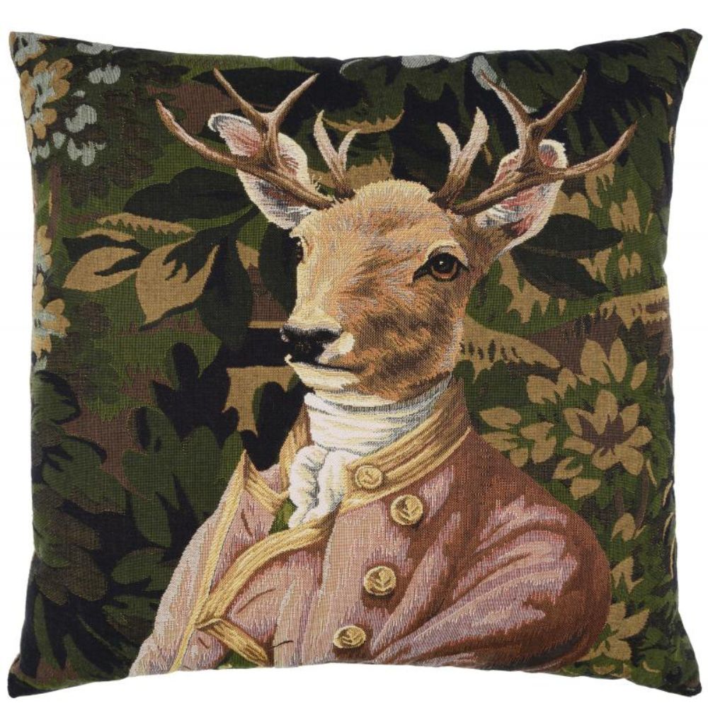 Hamish Woodland Deer Cushion - Pink Jacket - NotBrand