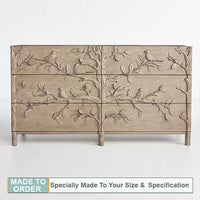 Handcarved Tree of Life 6 Drawers Chest Dresser - Natural - Notbrand