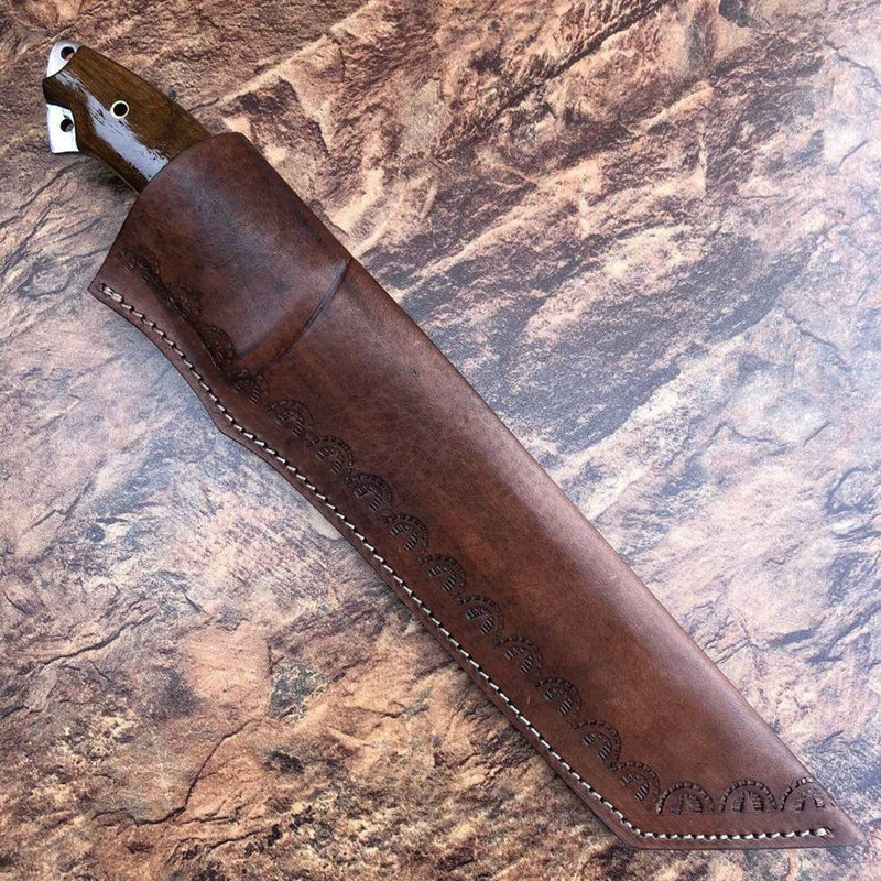 Handmade D-2 Steel Hunting Bowie Knife With Leather Sheath - Notbrand