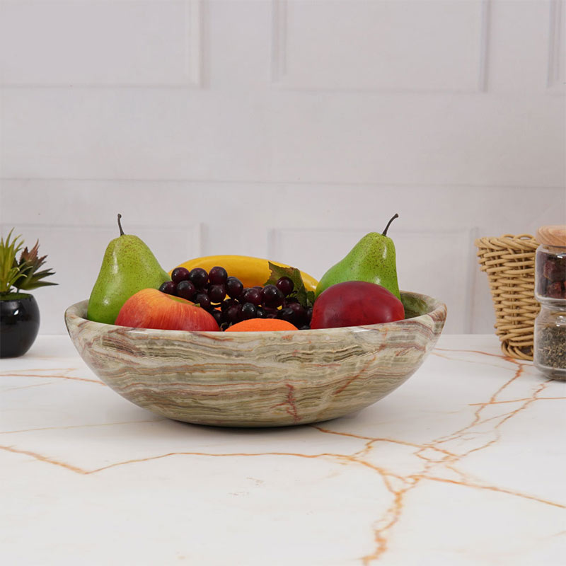 Heirlooms Round Fruit Bowl in Marble - Green