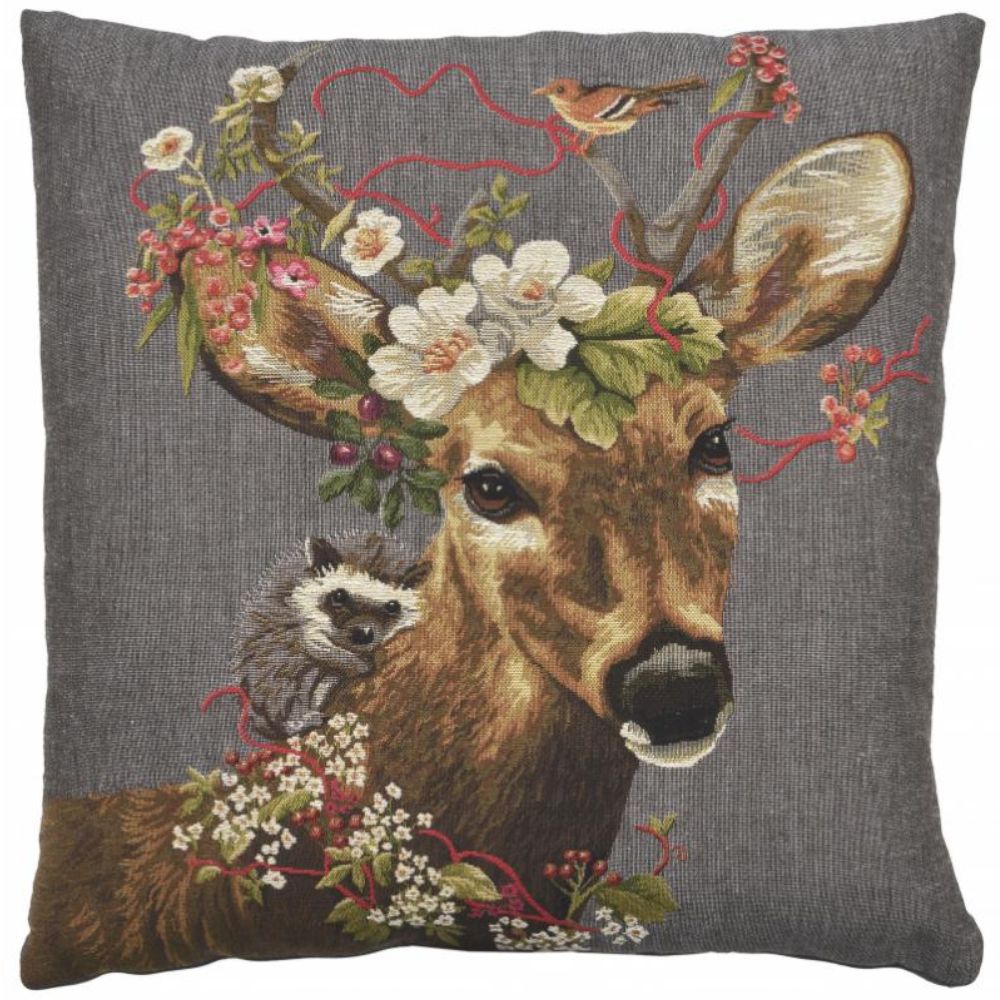 Harriett Floral Deer Cushion - NotBrand