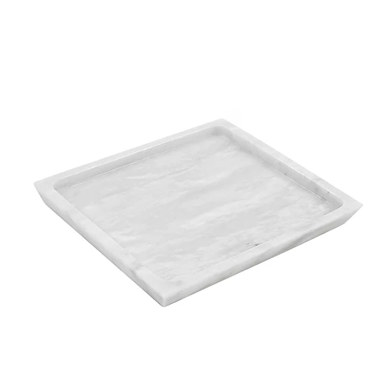 Havoc Square Tray in Marble - White