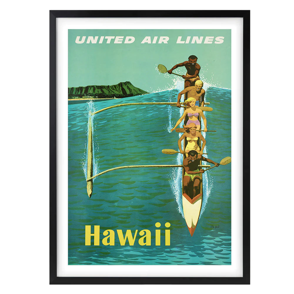 Hawaii United Airlines Framed A1 Wall Art Print - Large - NotBrand