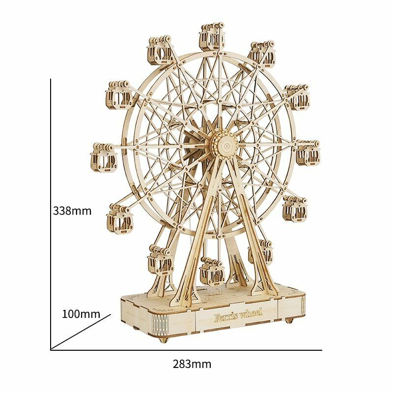 Rotatable 3D Ferris Wheel Wooden Puzzle Music Box - Notbrand