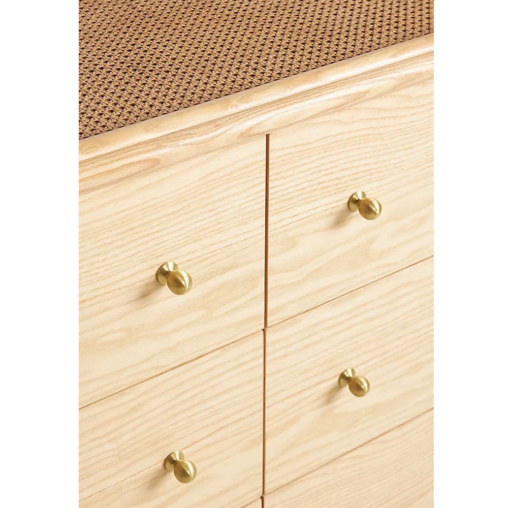 Huffer Wood and Rattan 6 Drawer Dresser - Natural