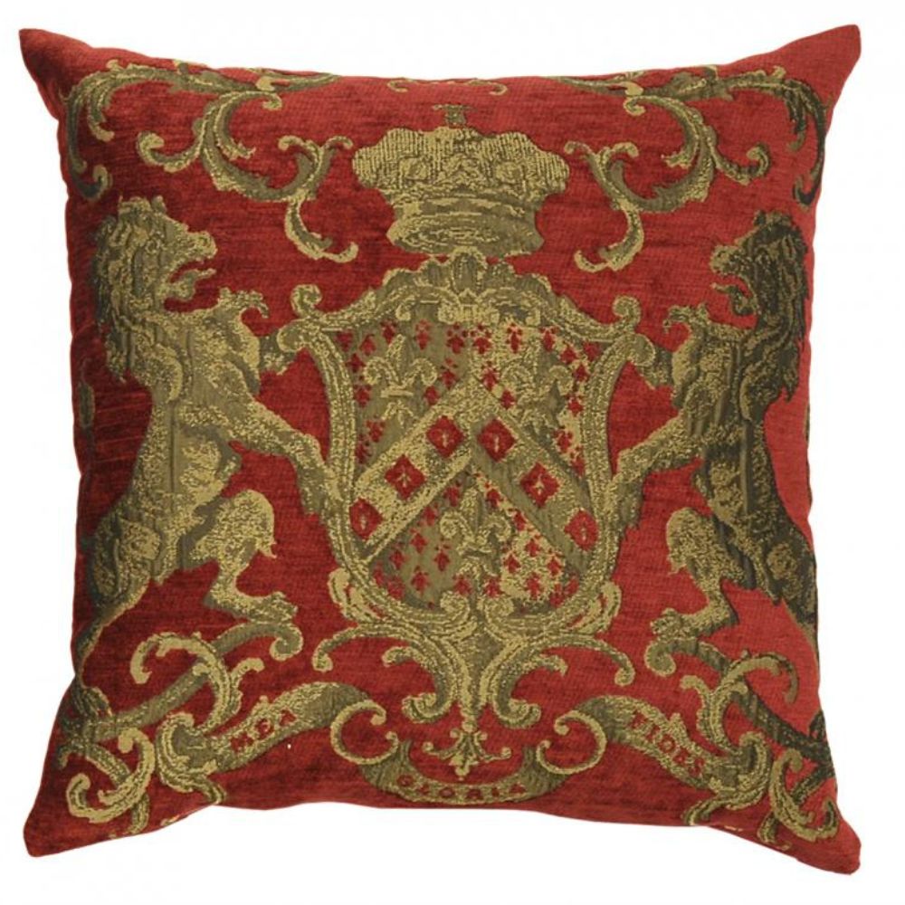 Heraldic Jacquard Cushion - Red - NotBrand