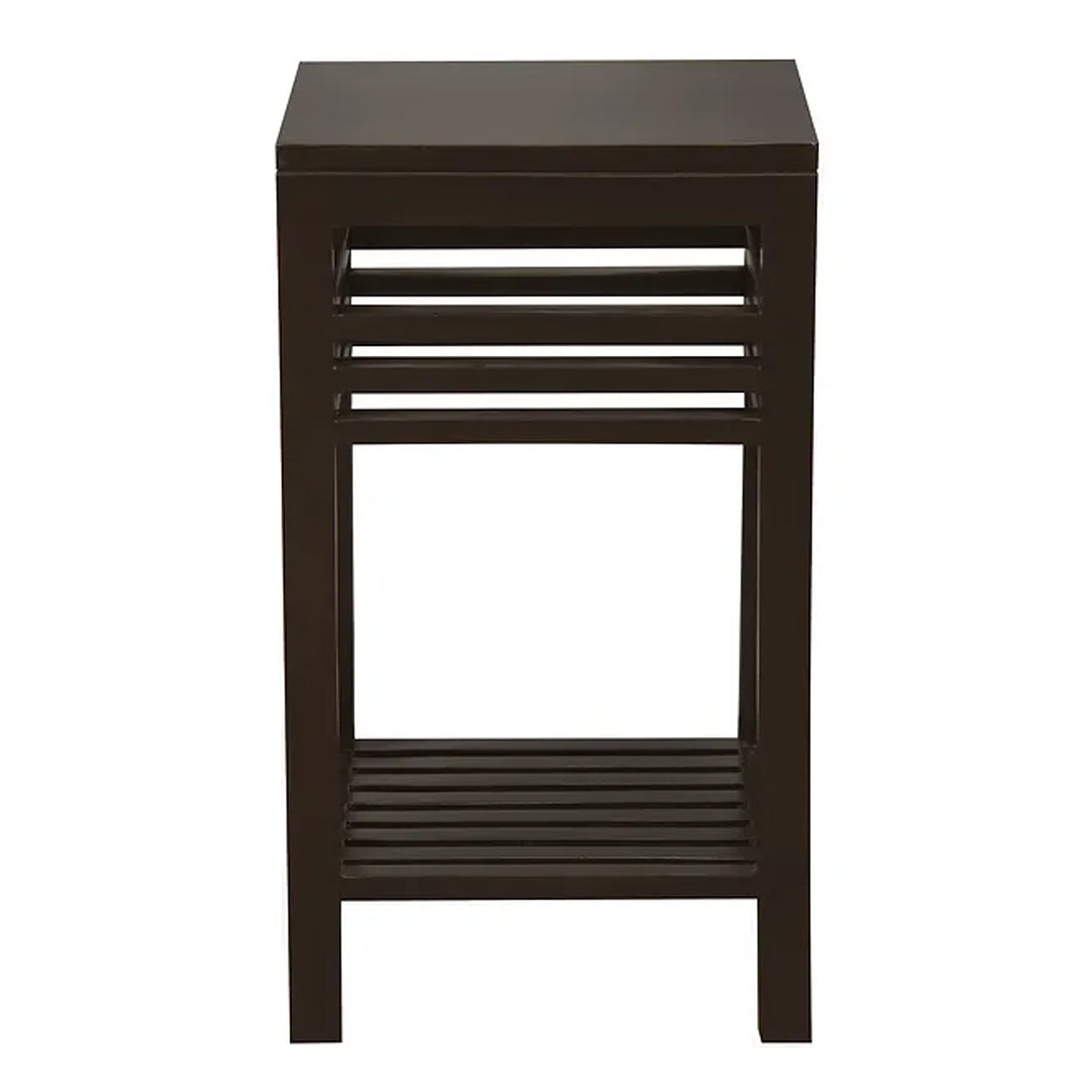 Holland Stripe Side Table With Shelf - Chocolate - Notbrand