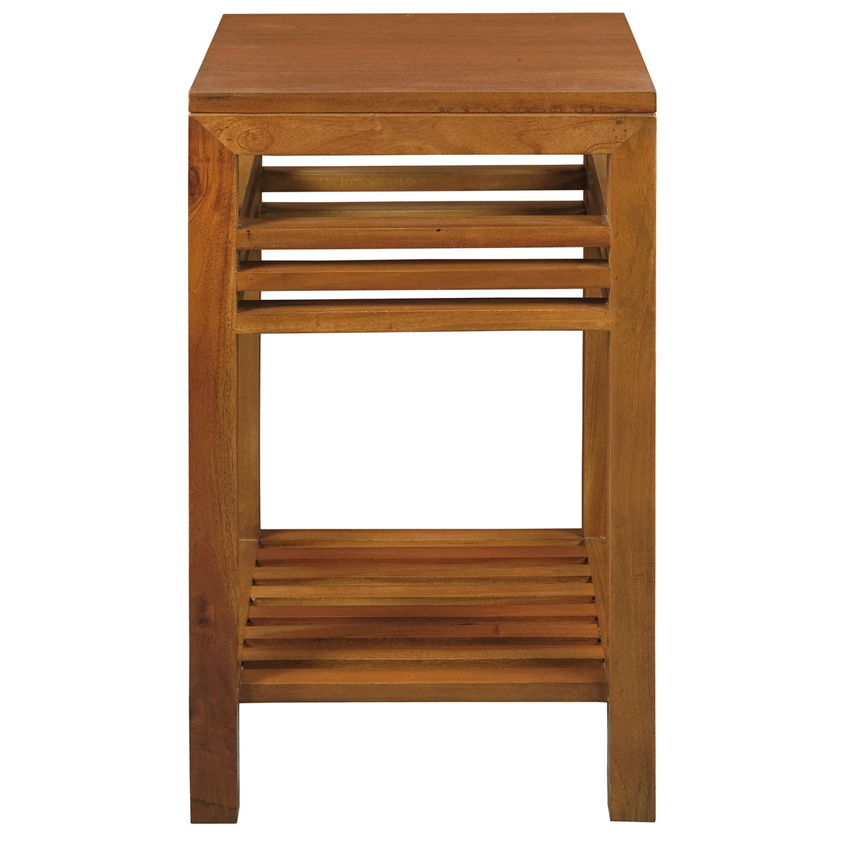 Holland Stripe Side Table With Shelf - Light Pecan - Notbrand