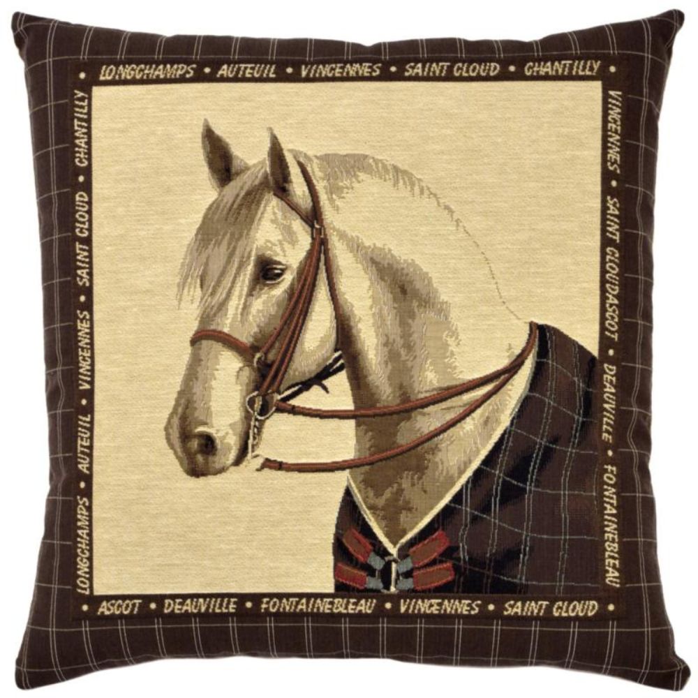 Horse Portraits Cushion - Grey - NotBrand