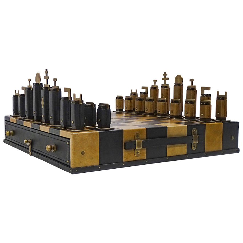 Gambit Leather Chess Game - Black & Camel - Notbrand